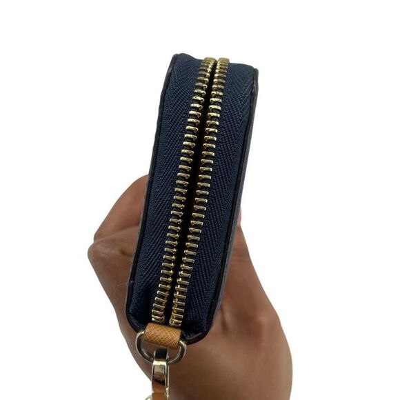 Michael Kors Jet Set Travel Continental Wallet Navy Stripe Zip Wristlet - Picture 9 of 16